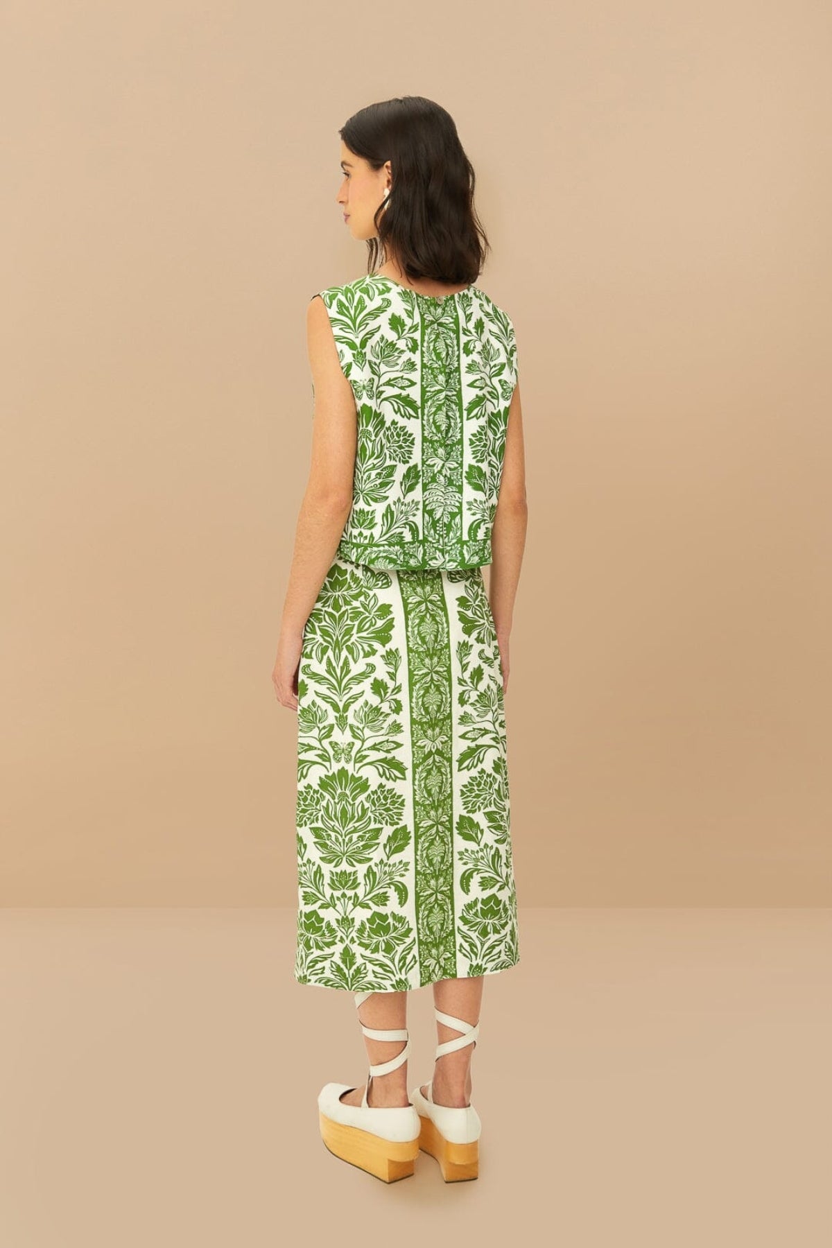 FARM RIO | Tapestry Green Midi skirt