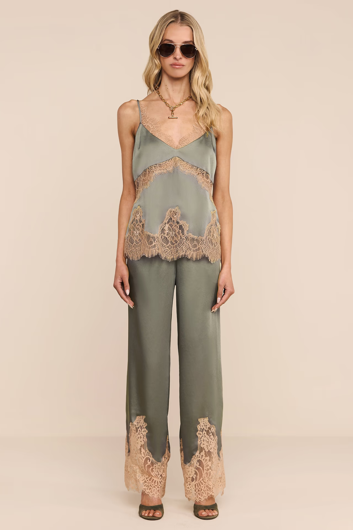 Mirel Lace Trim Drawstring Pant