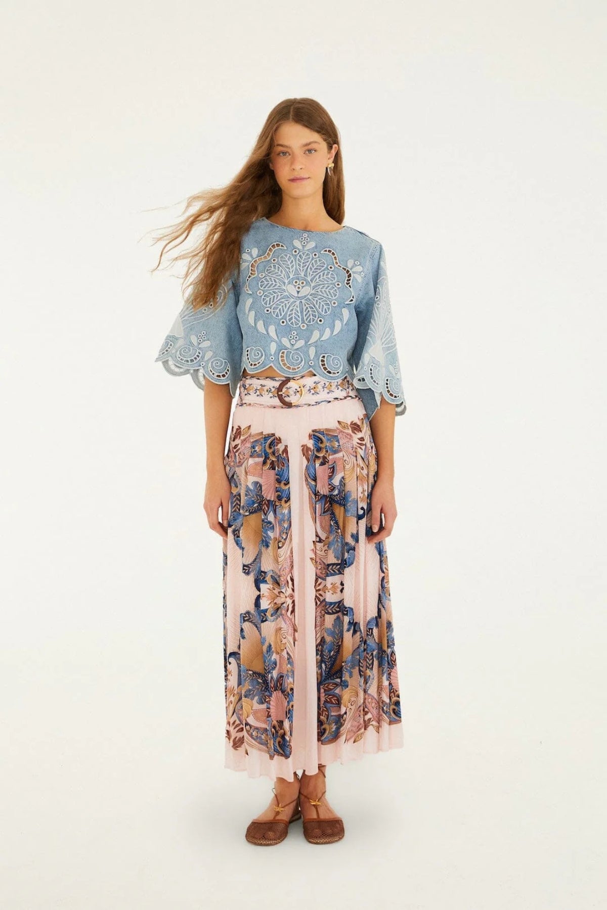 FARM RIO | SEA GARDEN PINK MAXI SKIRT