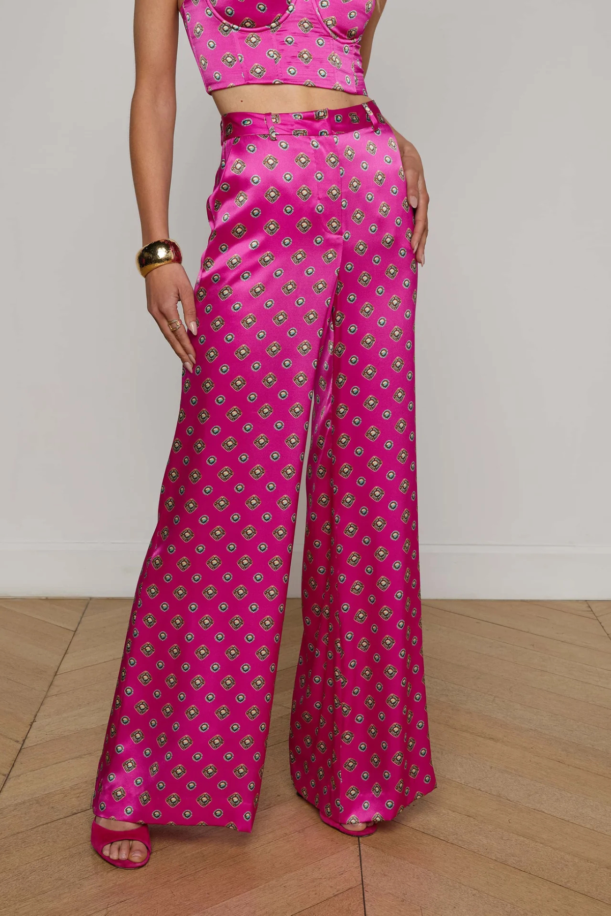 L'AGENCE. | PILAR WIDE LEG PANT- FUSHCIA
