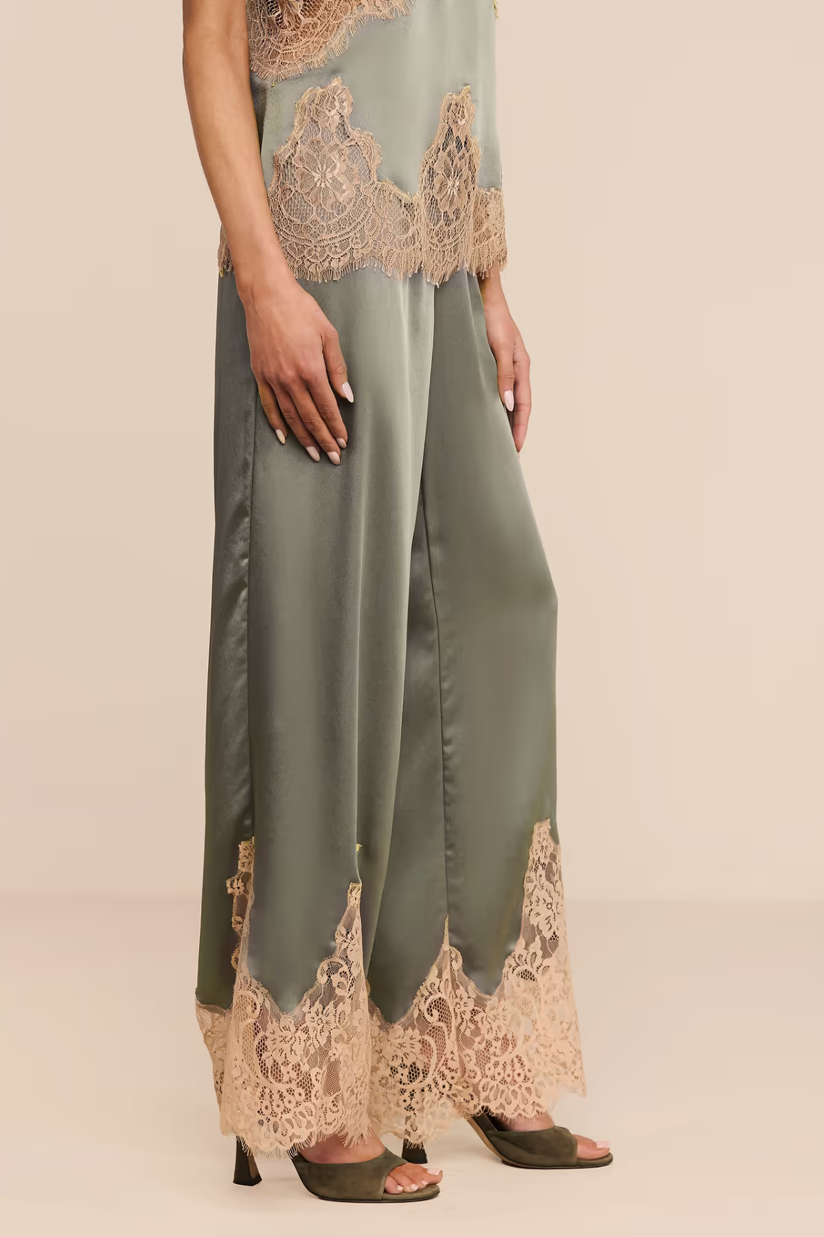 Mirel Lace Trim Drawstring Pant