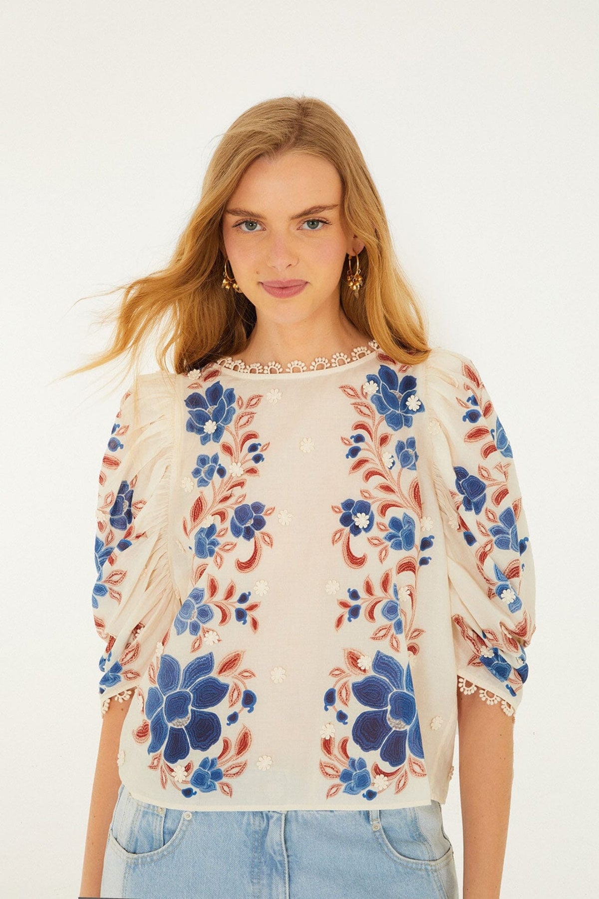 FARM RIO | RENATA FLORAL SAND BLOUSE
