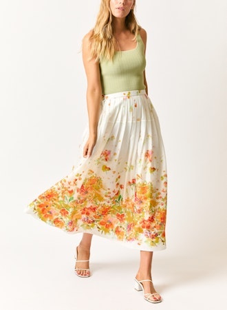 Alexia Organza Pleated Maxi Skirt