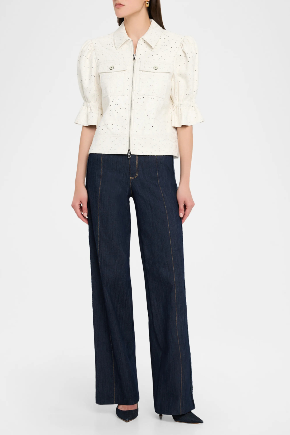 CINQ A SEPT | Embroidered Vegan Leather Holly Jacket