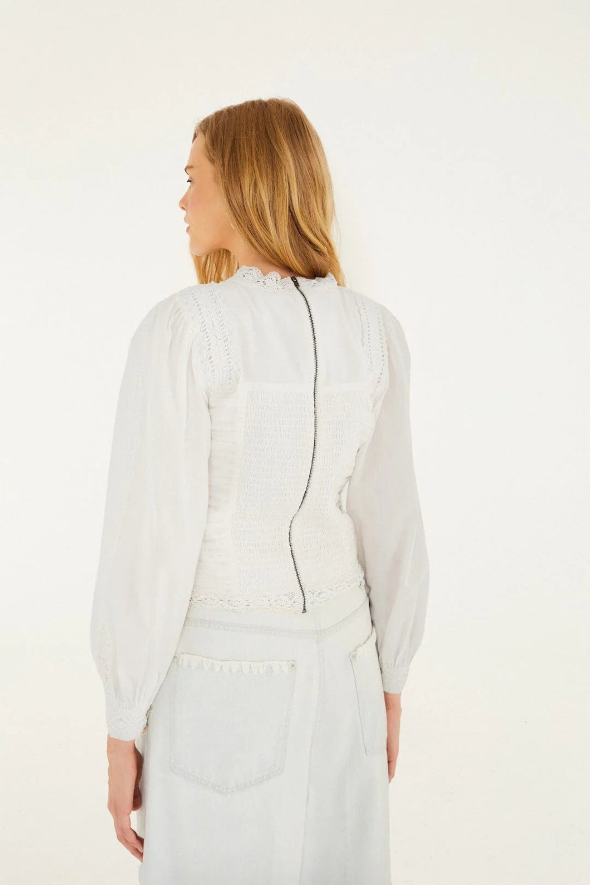 FARM RIO | OFF-WHITE CROCHET BLOUSE