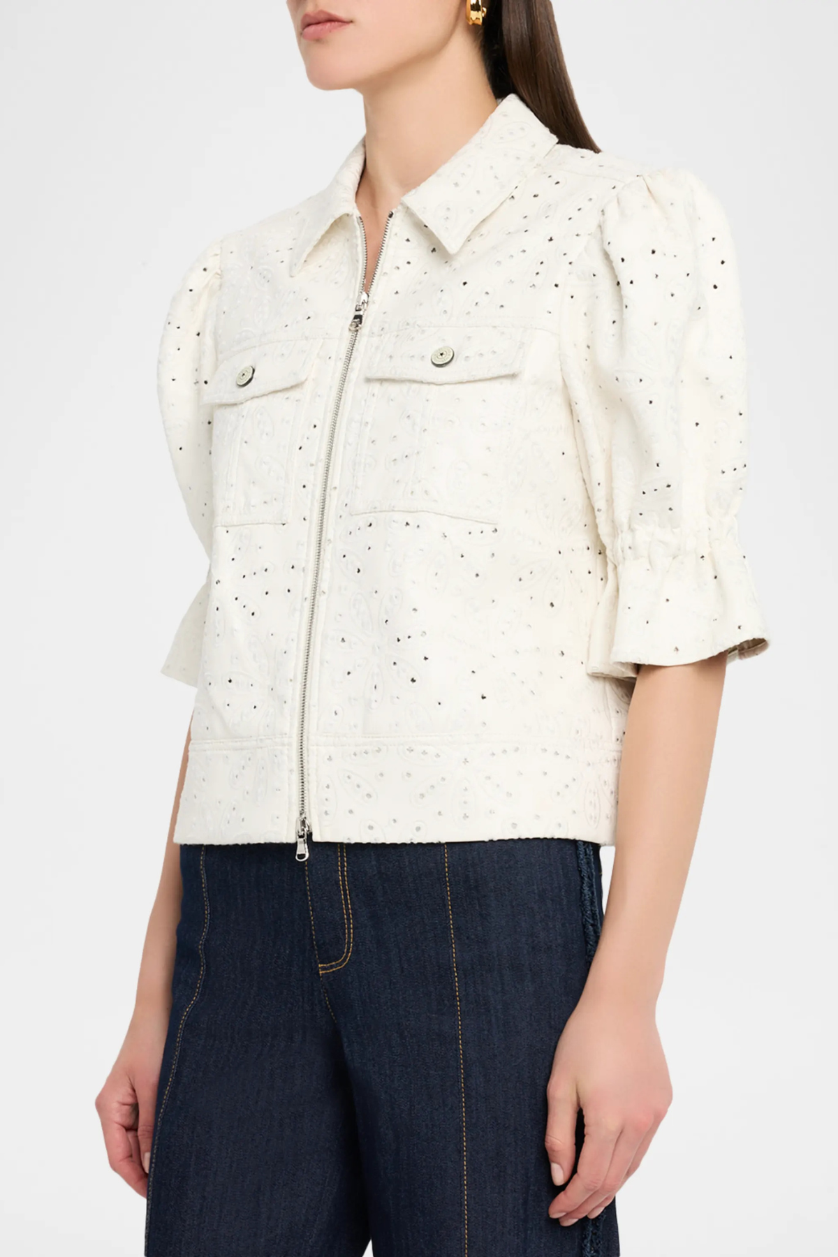 CINQ A SEPT | Embroidered Vegan Leather Holly Jacket
