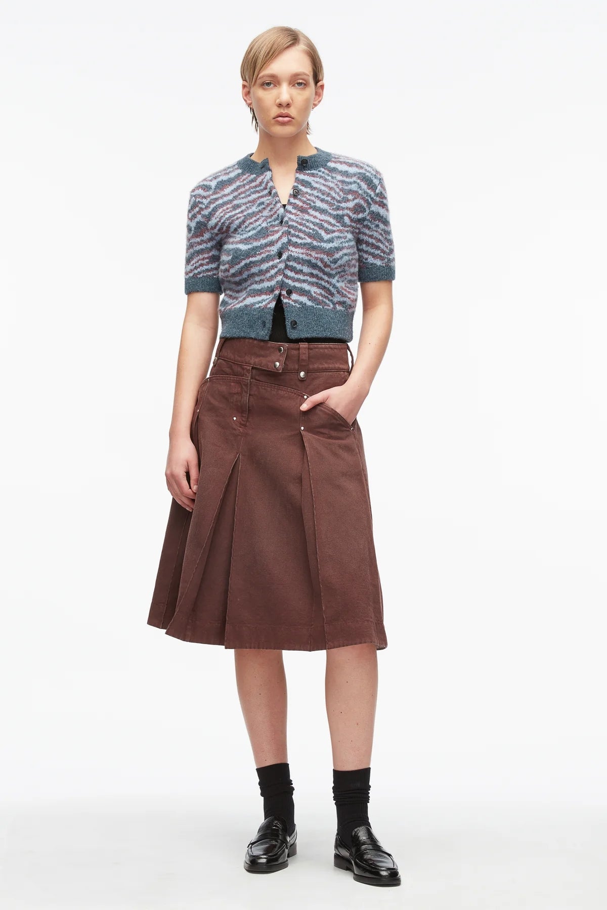 PHILLIP LIM | Tiger Button Up Top