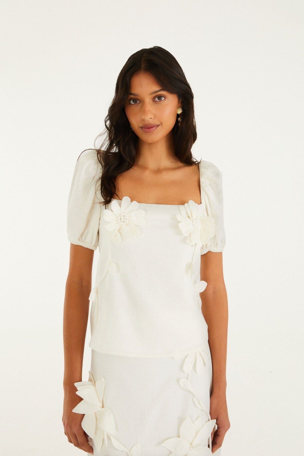FARM RIO | Off-White Flowers Blouse