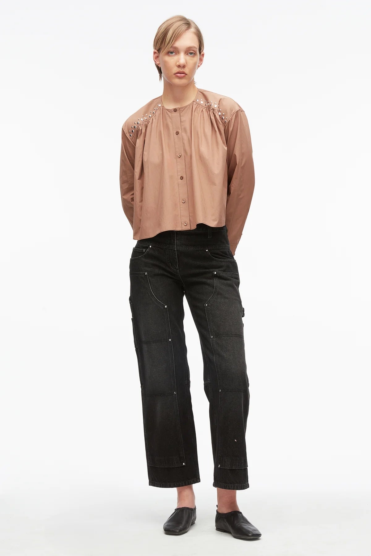 PHILLIP LIM | Poplin Stud Blouse Sable