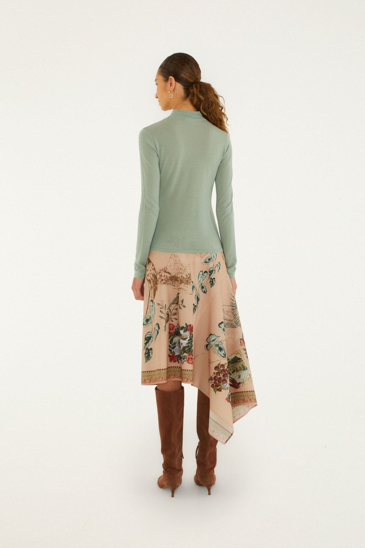 FARM RIO | Bird Poetry Midi Skirt
