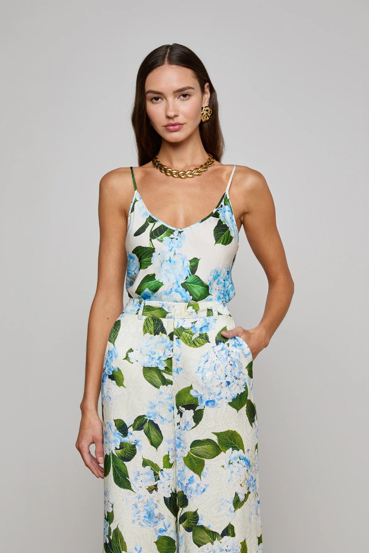 L'AGENCE | LEXI SATIN CAMISOLE-BLUE HYDRANGEA