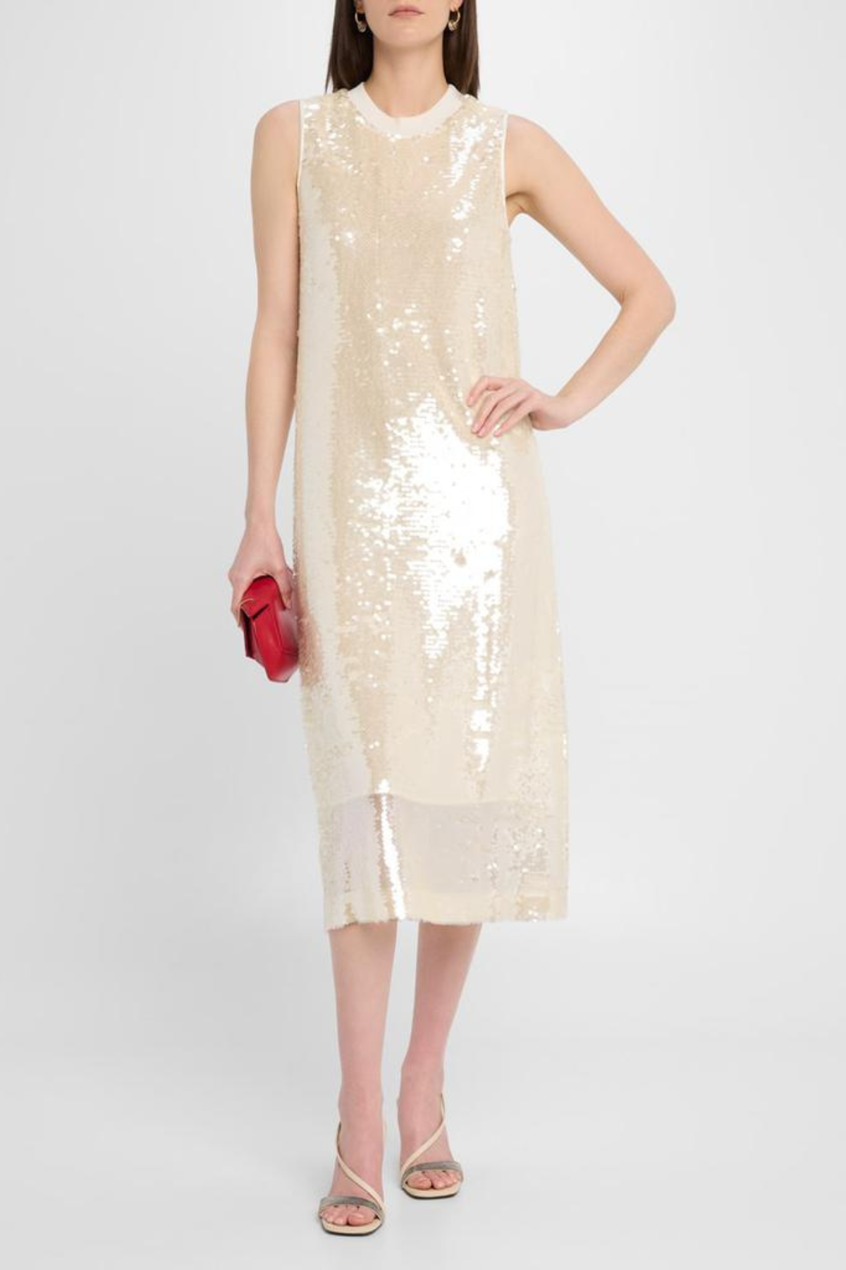 slim fit dress slacks Take Note Cami Strap Criss-Cross Back Mini Dress Sequin Silver/Gold main image 0