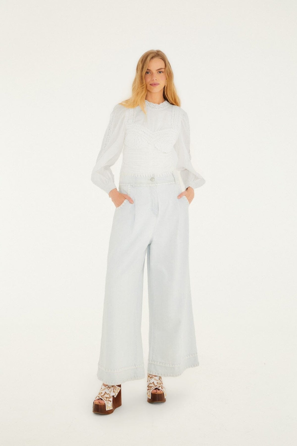 FARM RIO | OFF-WHITE CROCHET BLOUSE