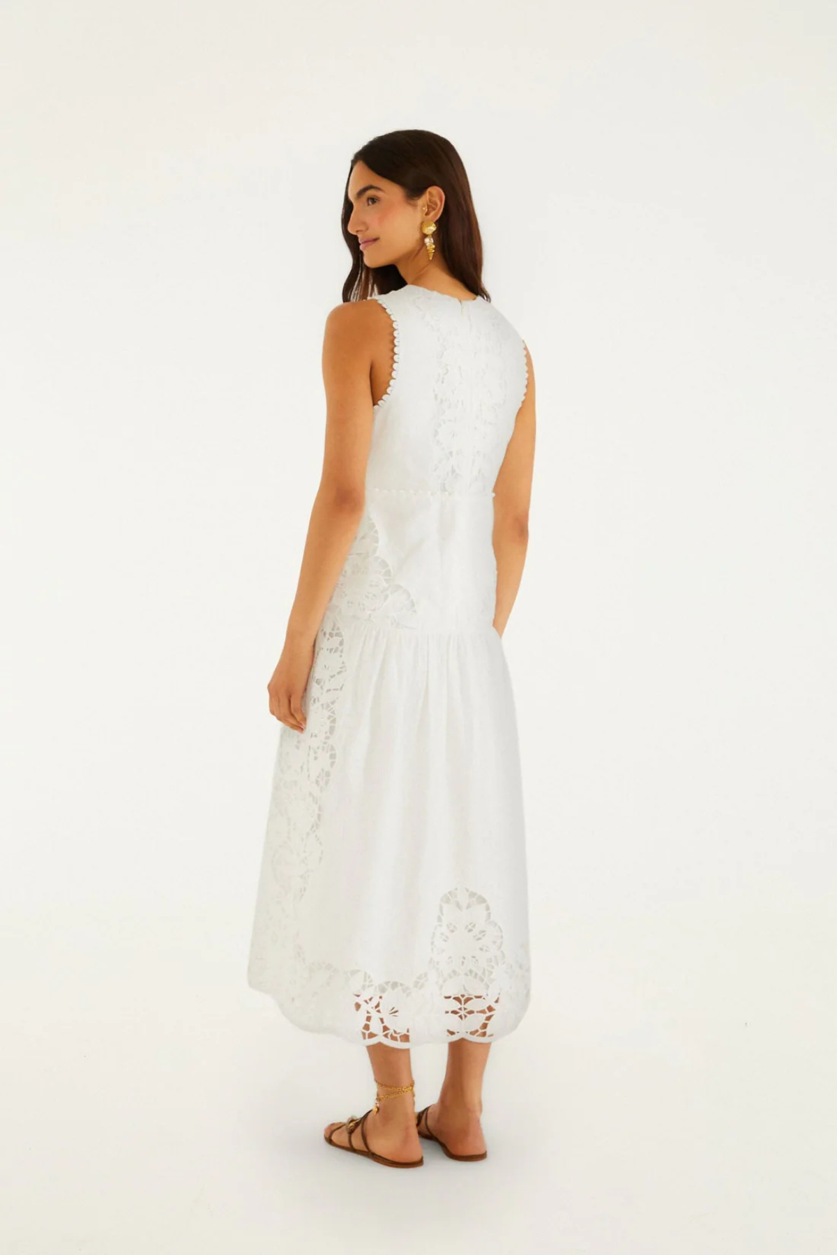Farm Rio | White Richilieur Midi Dress
