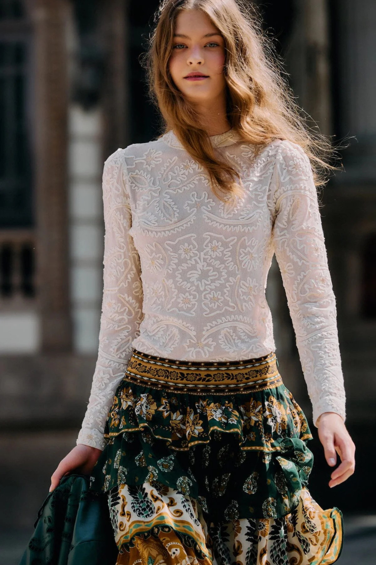 FARM RIO | EMBROIDERY LS BLOUSE