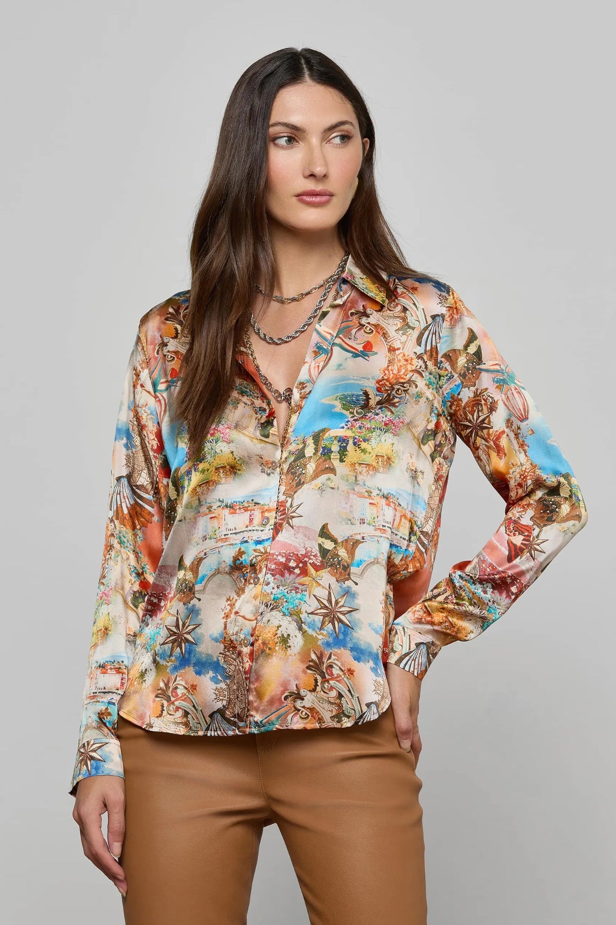 L'AGENCE | TYLER BLOUSE - MULTI COLLAGE