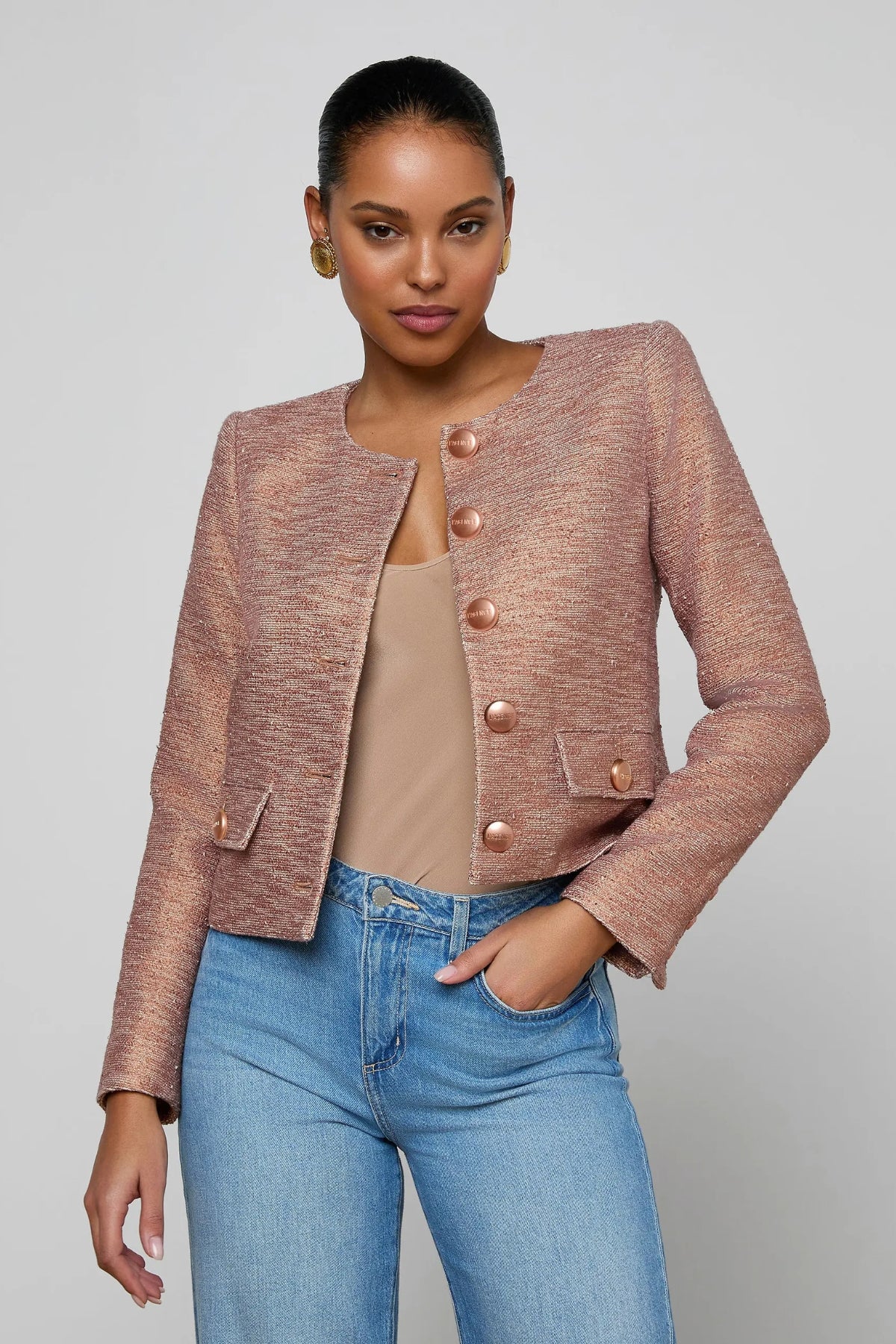 L'AGENCE | ZELL COLLARLESS JACKET