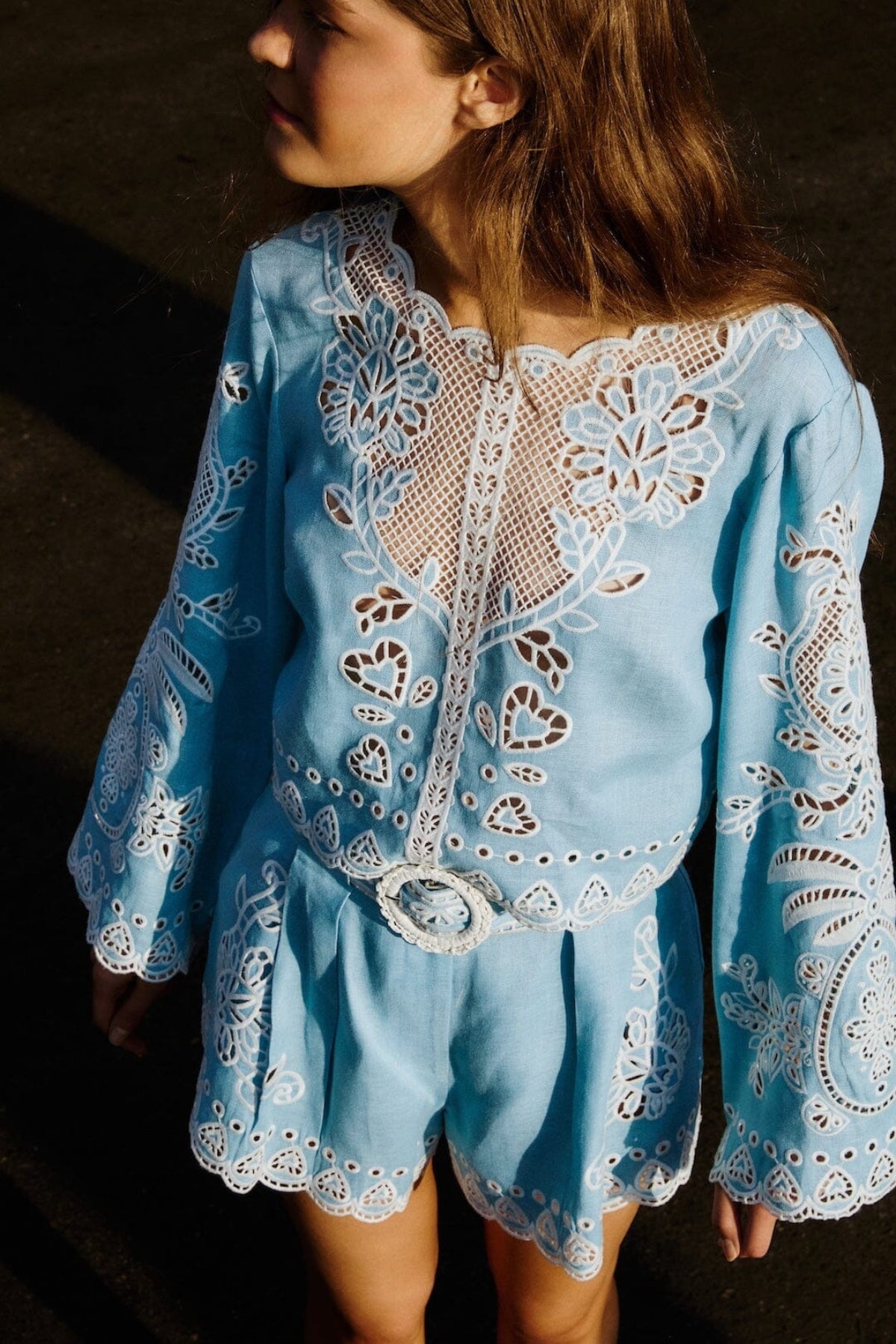FARM RIO | BLUE RICHELIEU BLOUSE