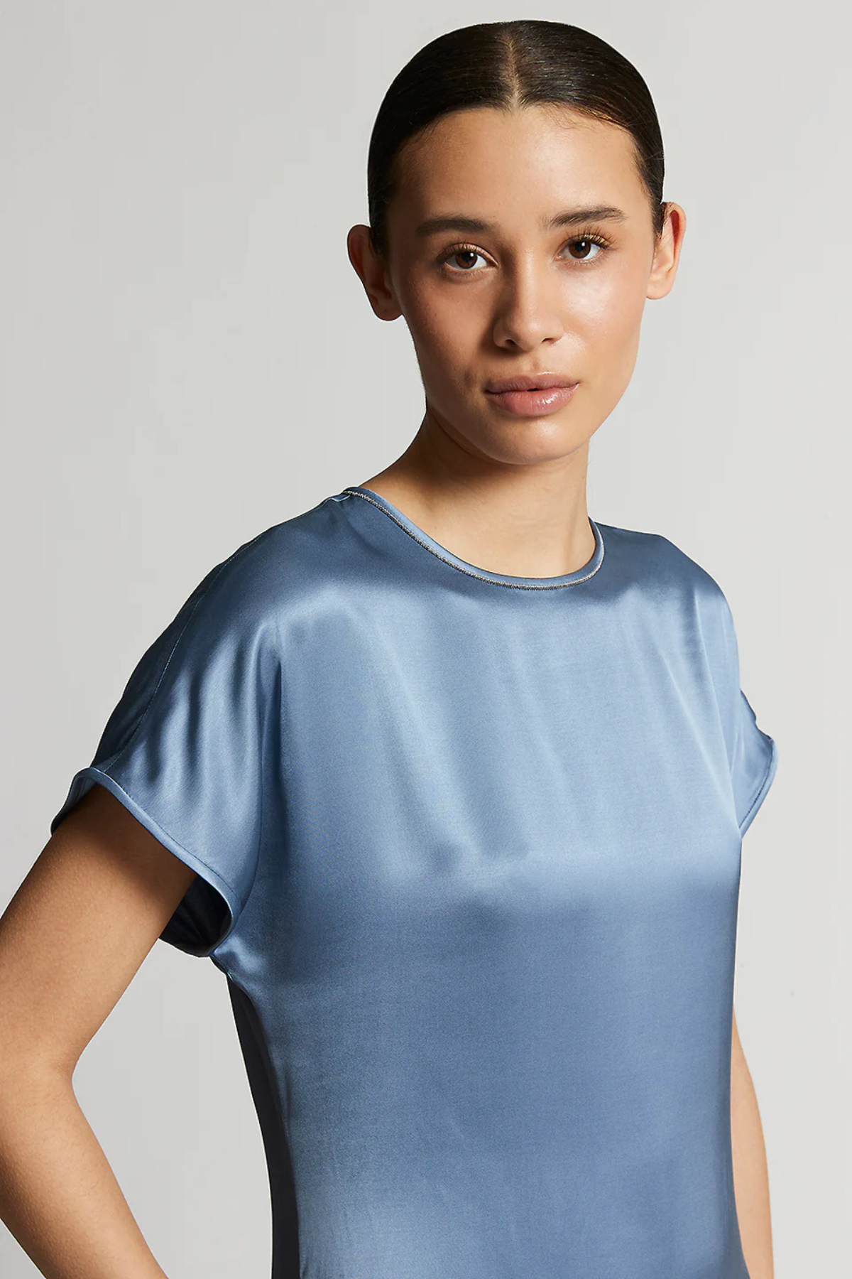 Peserico Blue Viscose Satin Dress