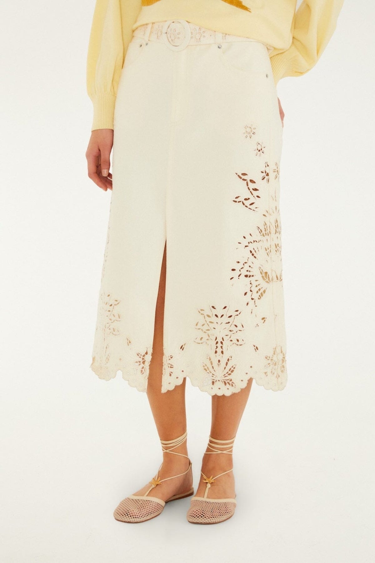 FARM RIO | BEIGE RICHE TWILL SKIRT