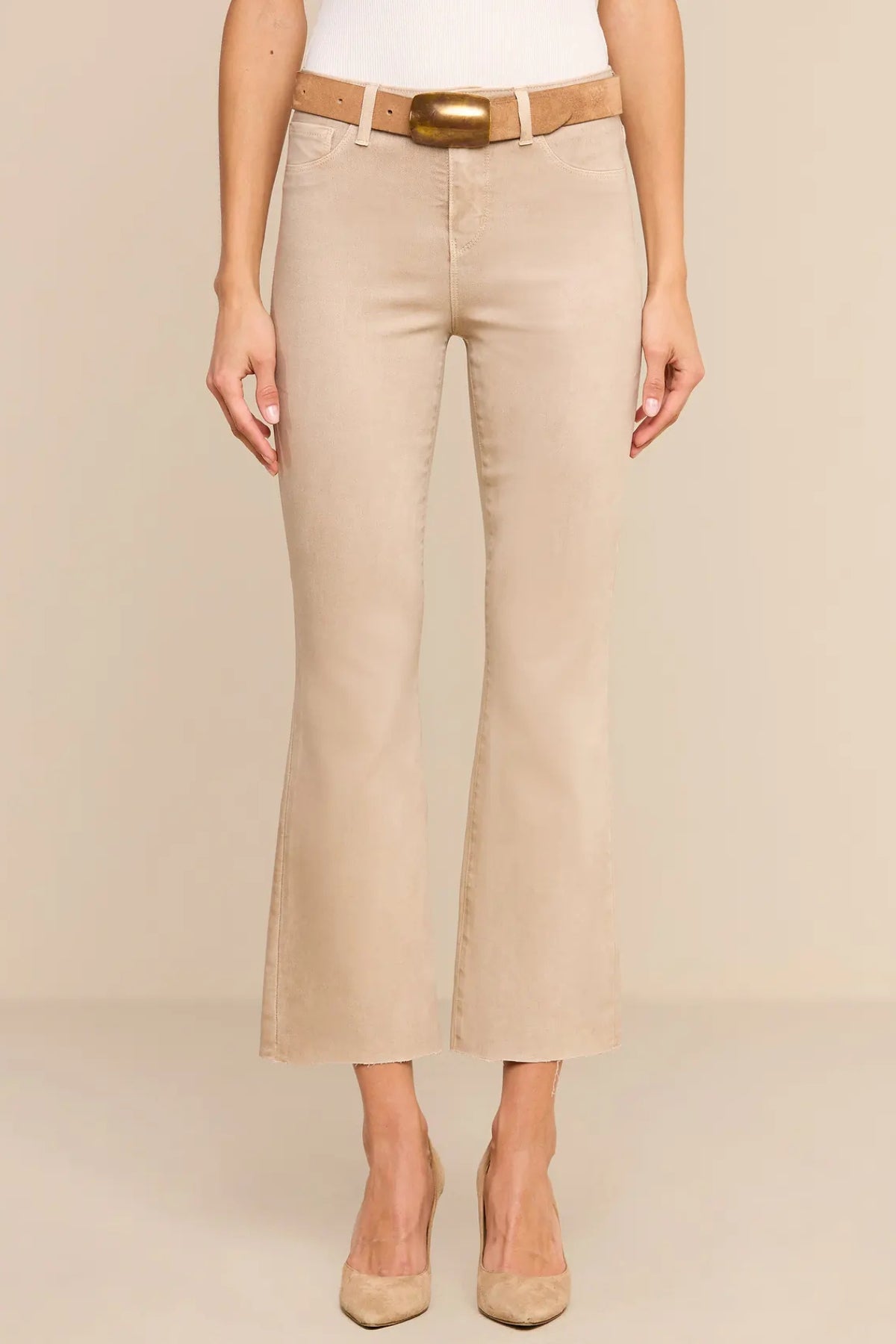 L'agence | Kendra Crop Flare - Antique Birch Coated