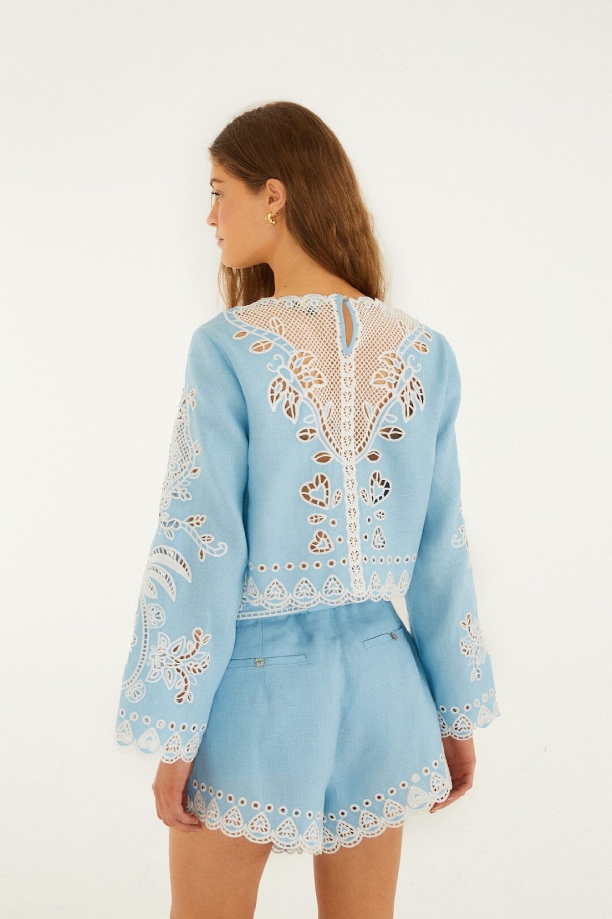 FARM RIO | BLUE RICHELIEU BLOUSE