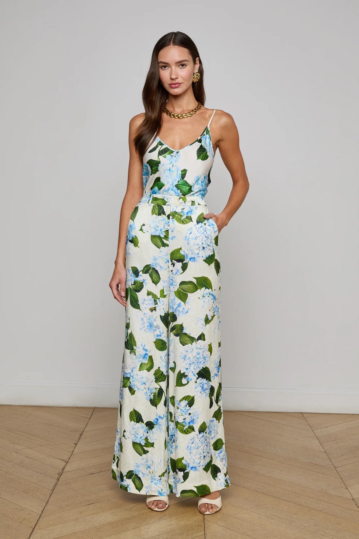 L'AGENCE | LEXI SATIN CAMISOLE-BLUE HYDRANGEA