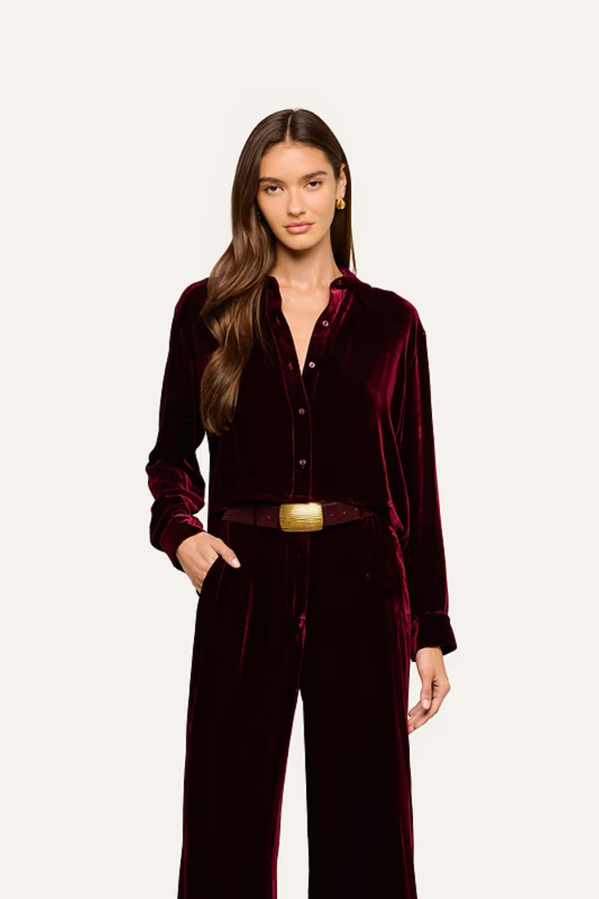 L'AGENCE | Cosette Crop Hi Low -Port