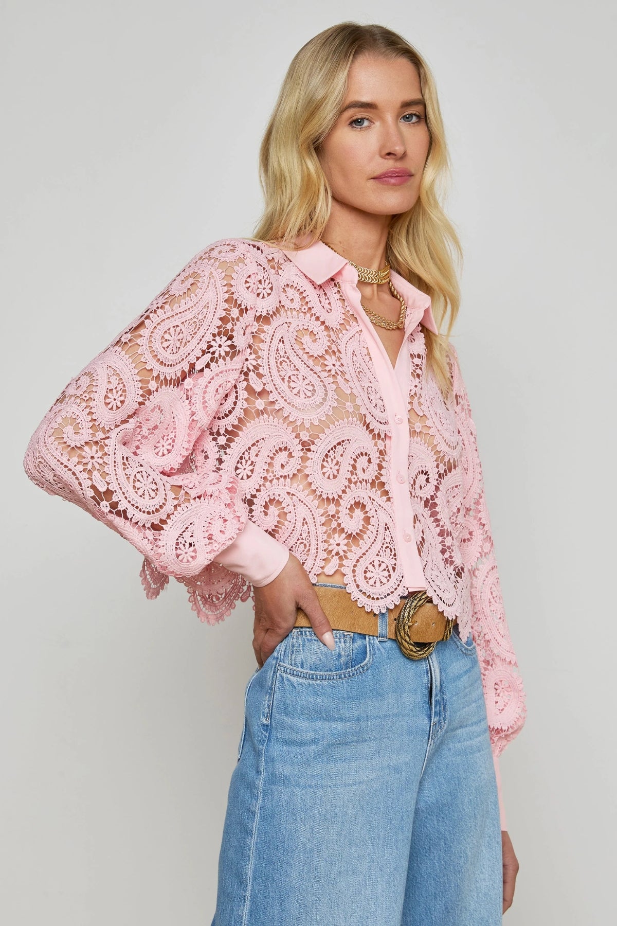 L'AGENCE | ODELIA CROP BUTTONDOWN