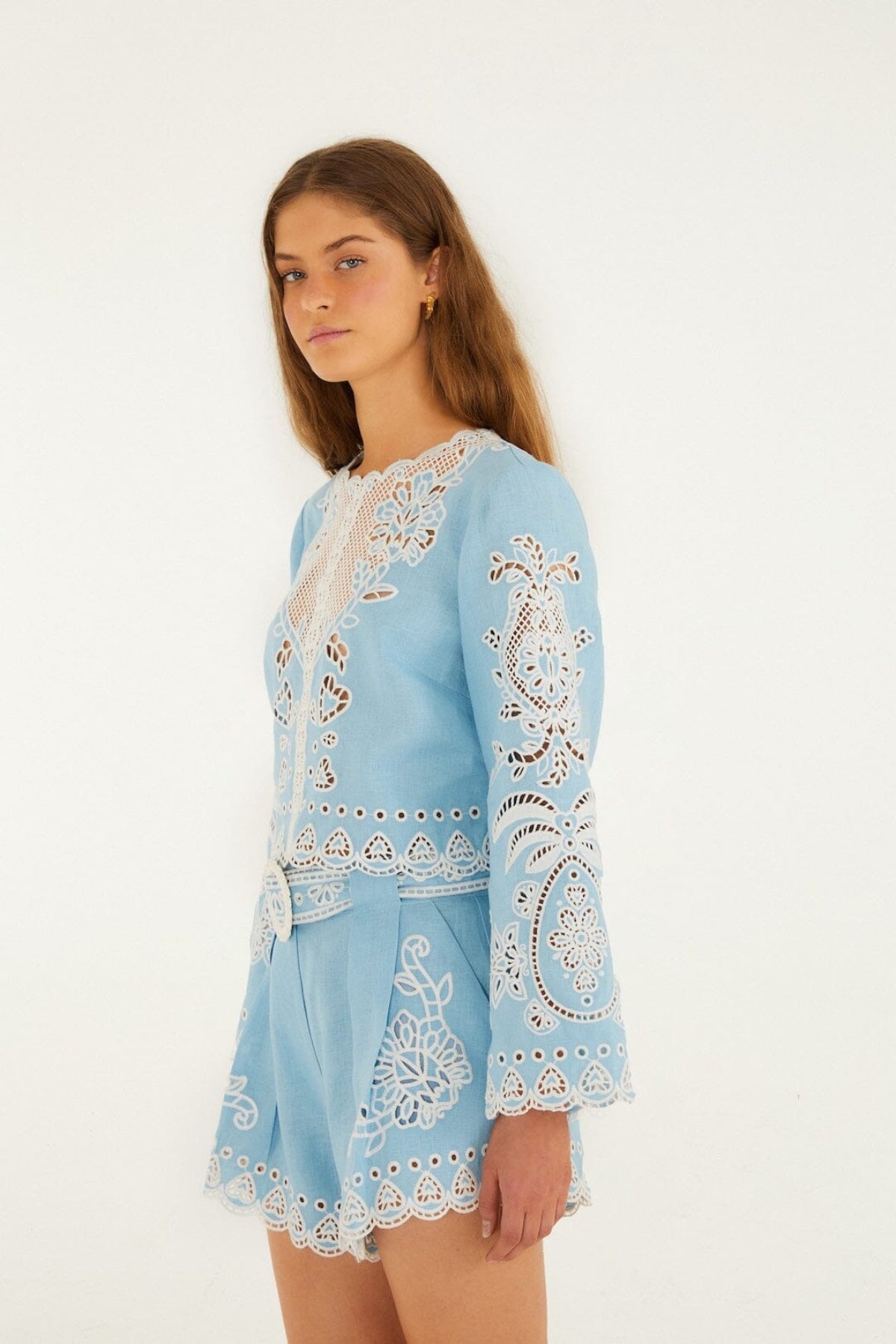 FARM RIO | BLUE RICHELIEU BLOUSE