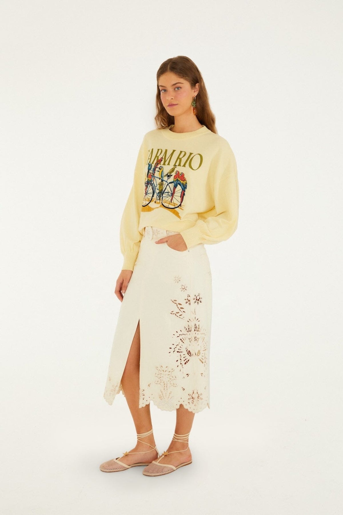 FARM RIO | BEIGE RICHE TWILL SKIRT