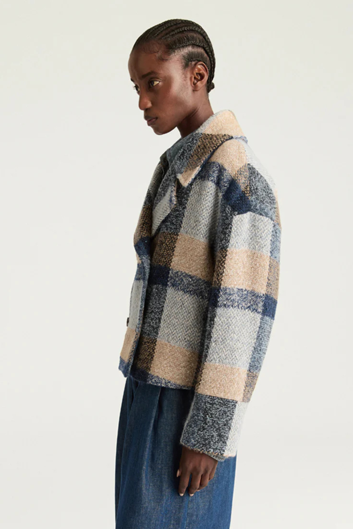 KENPI COAT IN MAXI CHECK BOUCLE WOOL - AVIO MULTICOLOR