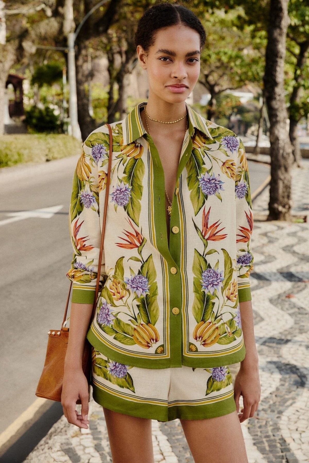 FARM RIO | TROPICAL SCARF SAND SHIRT