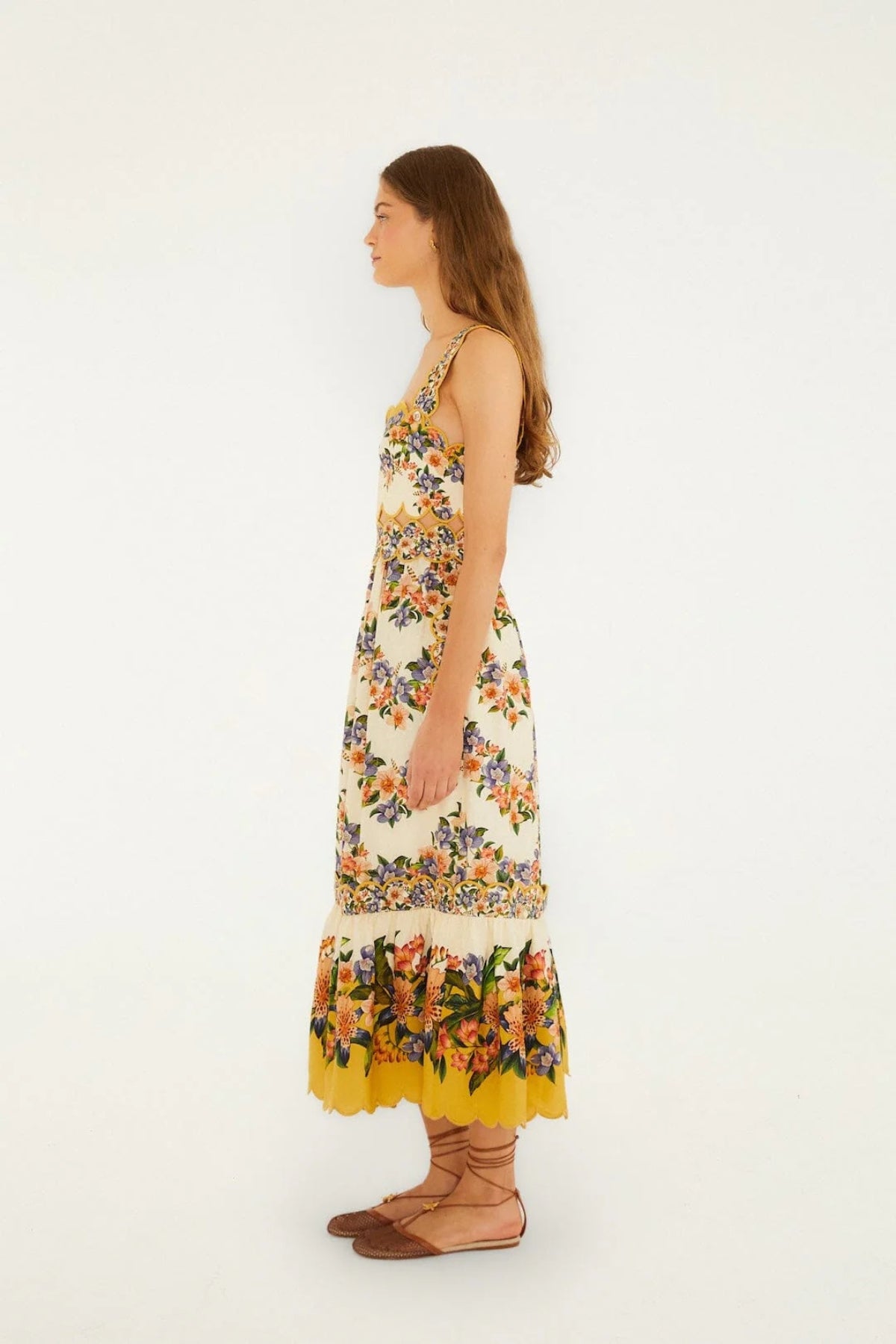 FARM RIO | HILO STRIPES SAND MIDI DRESS