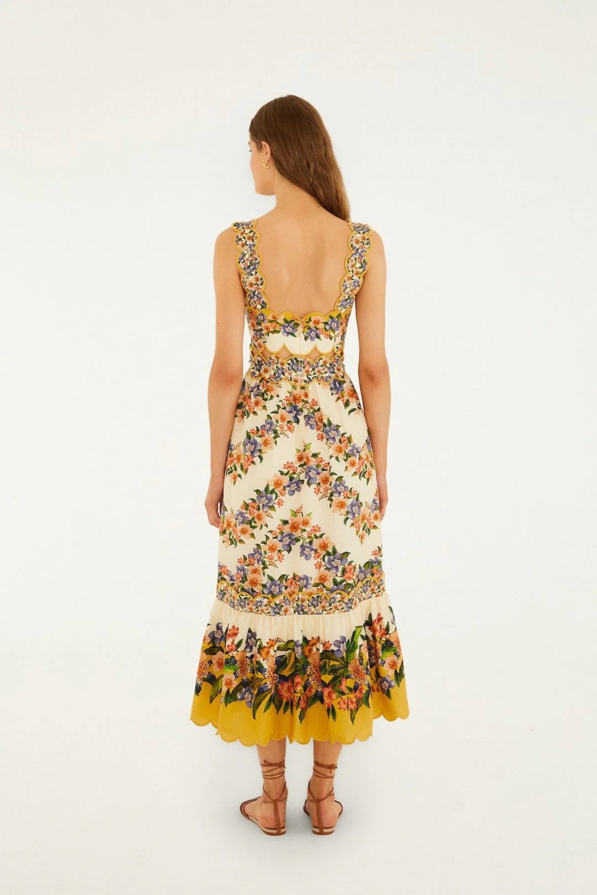 FARM RIO | HILO STRIPES SAND MIDI DRESS