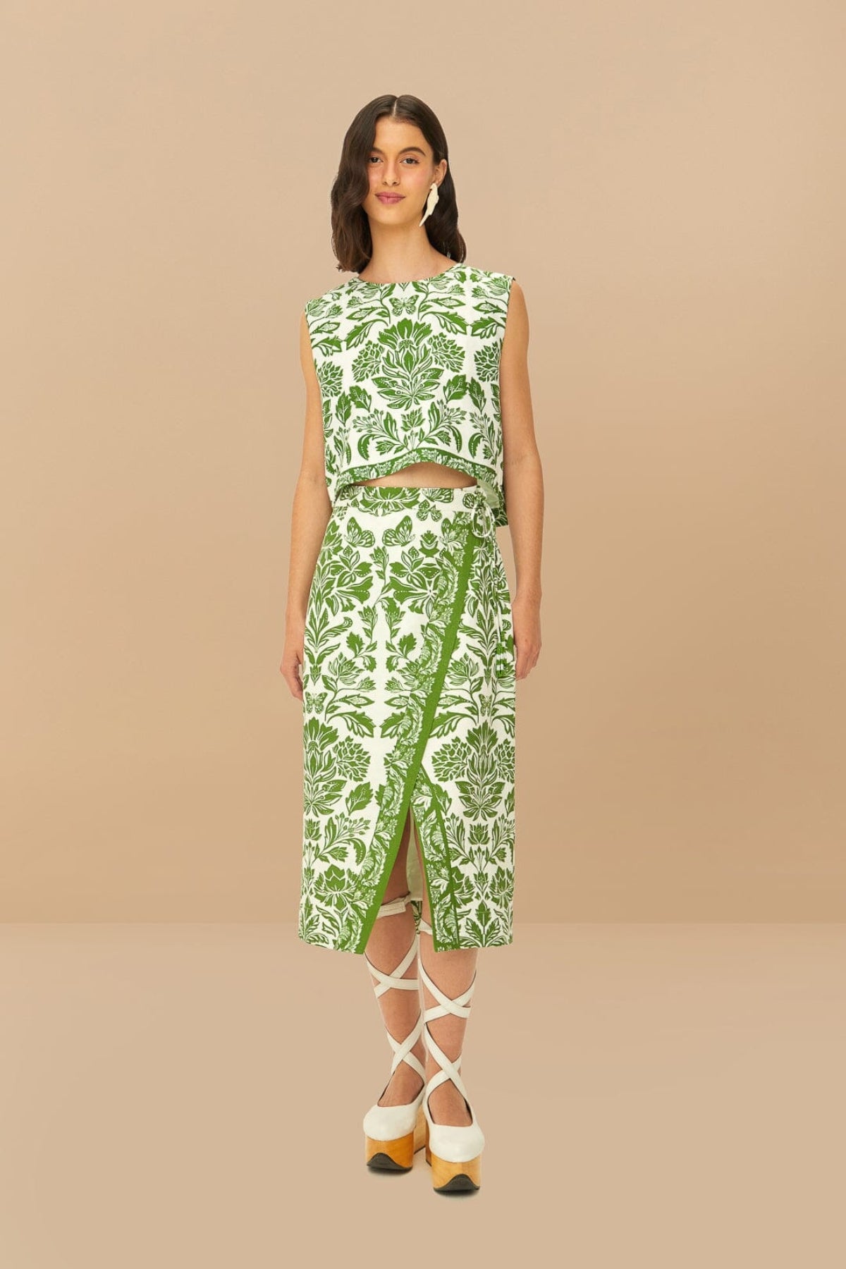 FARM RIO | Tapestry Green Midi skirt