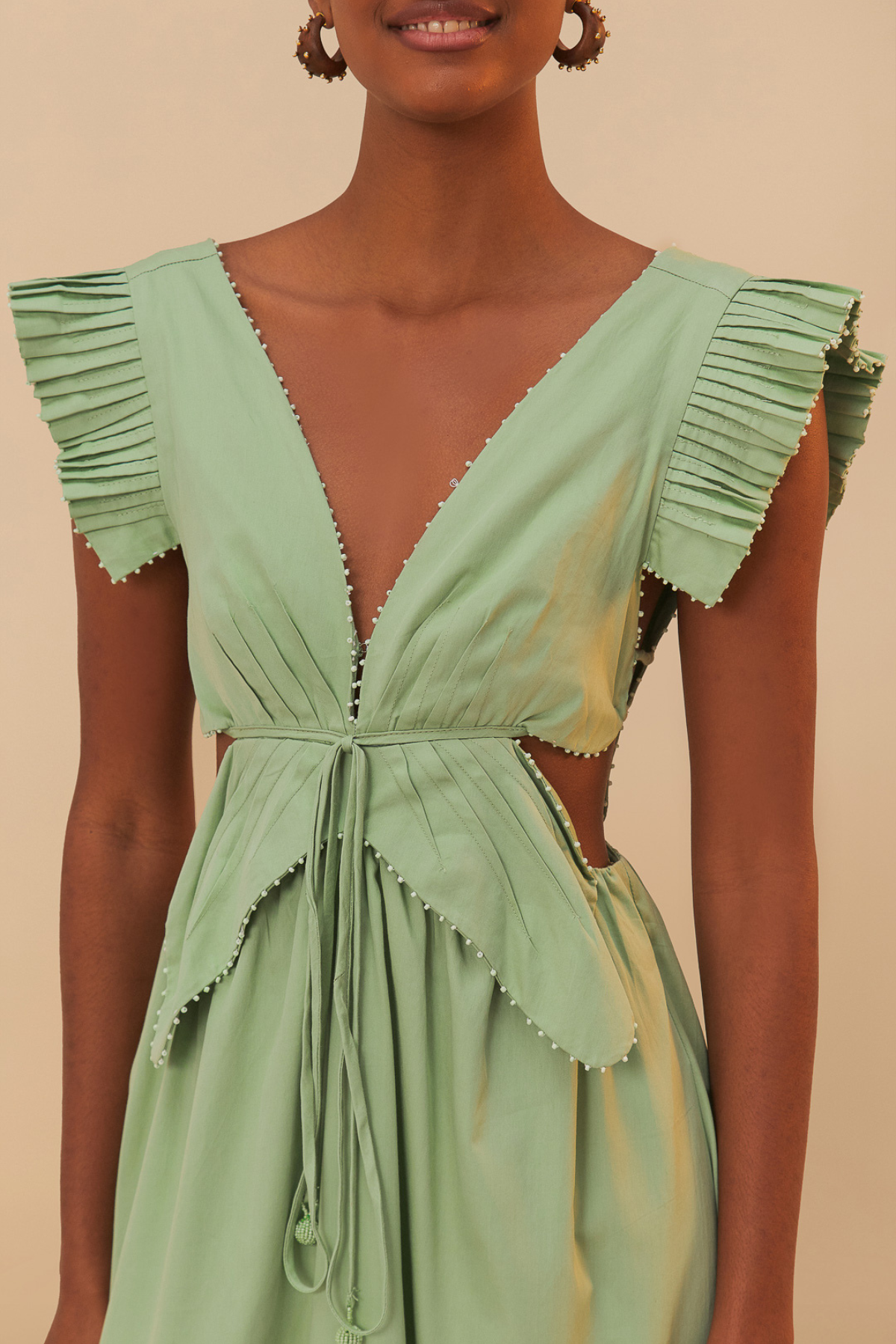 FARM RIO | GREEN BUTTERFLY MIDI DRESS