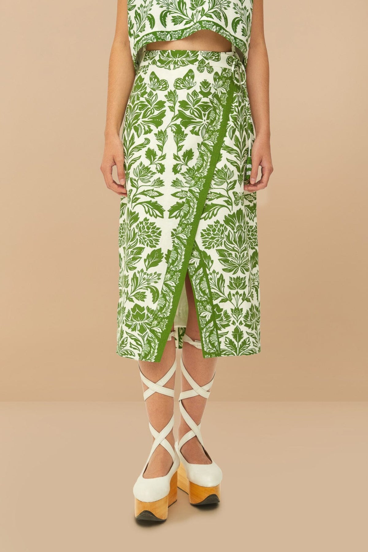 FARM RIO | Tapestry Green Midi skirt
