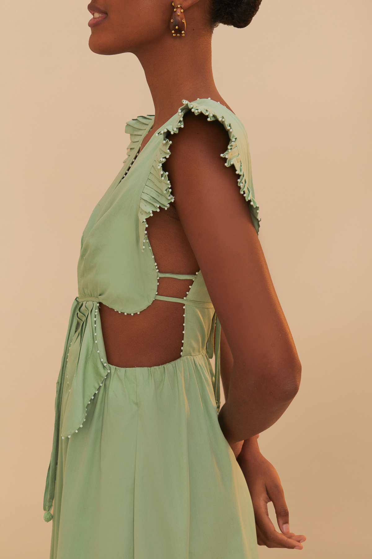 FARM RIO | GREEN BUTTERFLY MIDI DRESS