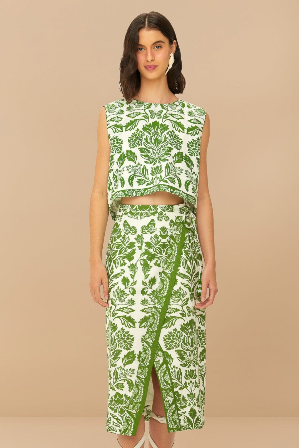 FARM RIO | Tapestry Green Midi skirt