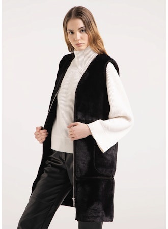 Black Faux Fur Vest
