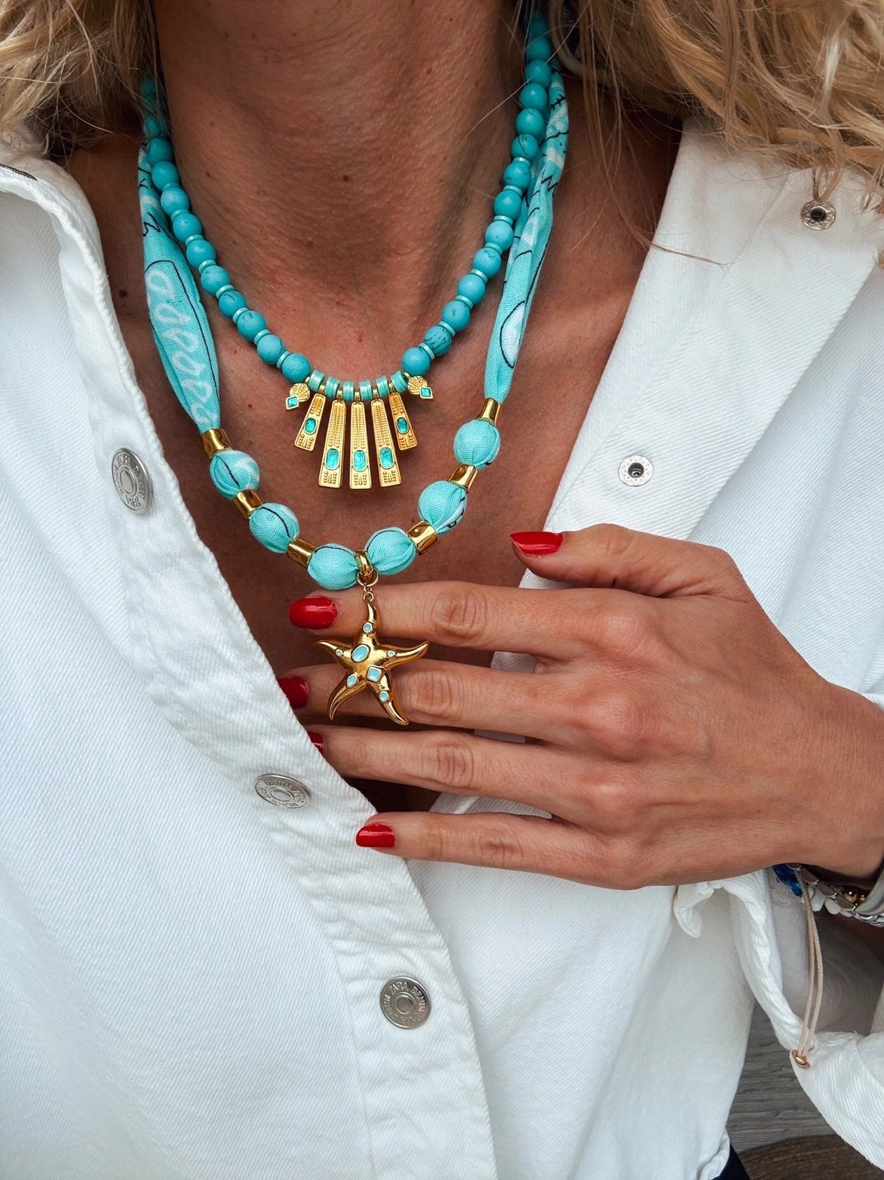 Scarf Necklace & Starfish