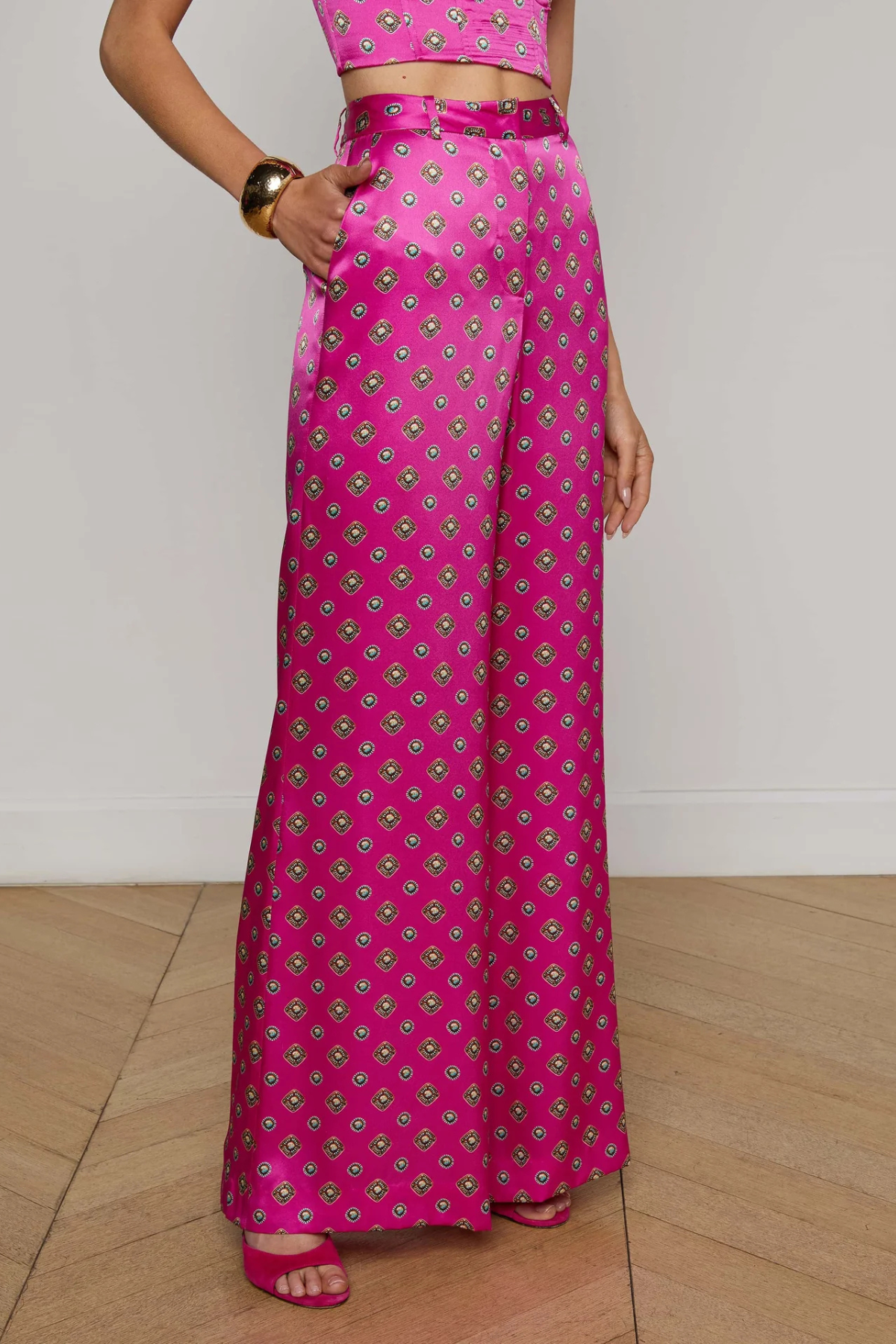 L'AGENCE. | PILAR WIDE LEG PANT- FUSHCIA