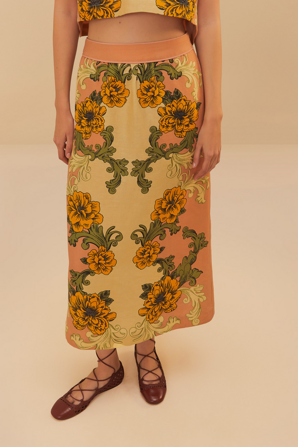 FARM RIO | PINK MIDI SKIRT