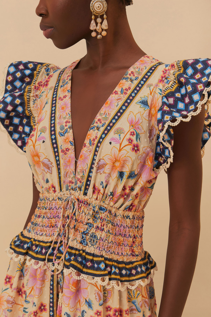 FARM RIO | SUPERBLOOM CREAM MAXI DRESS