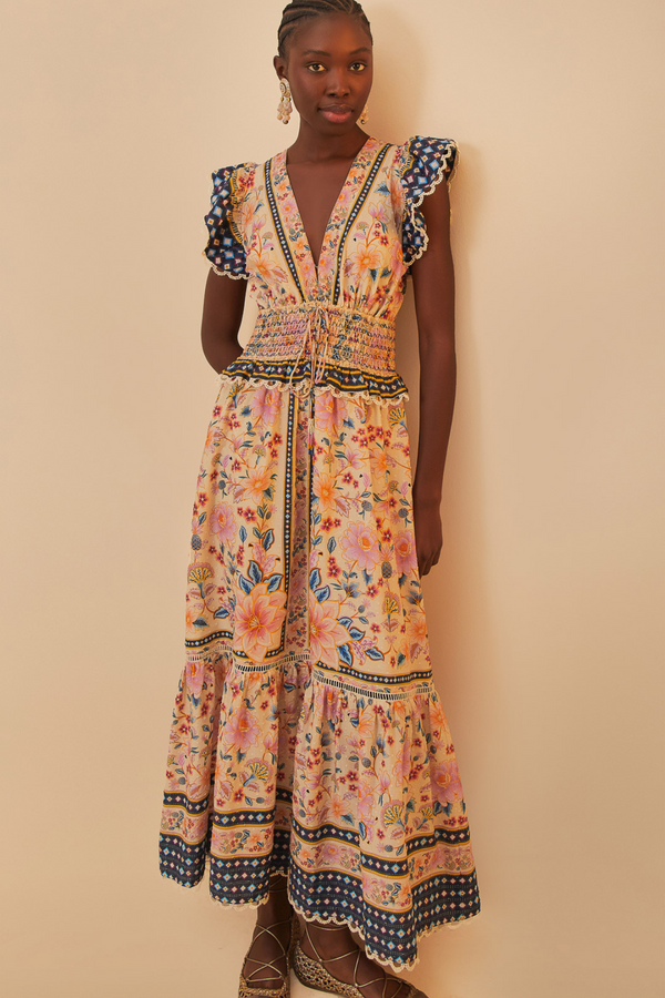 FARM RIO | SUPERBLOOM CREAM MAXI DRESS