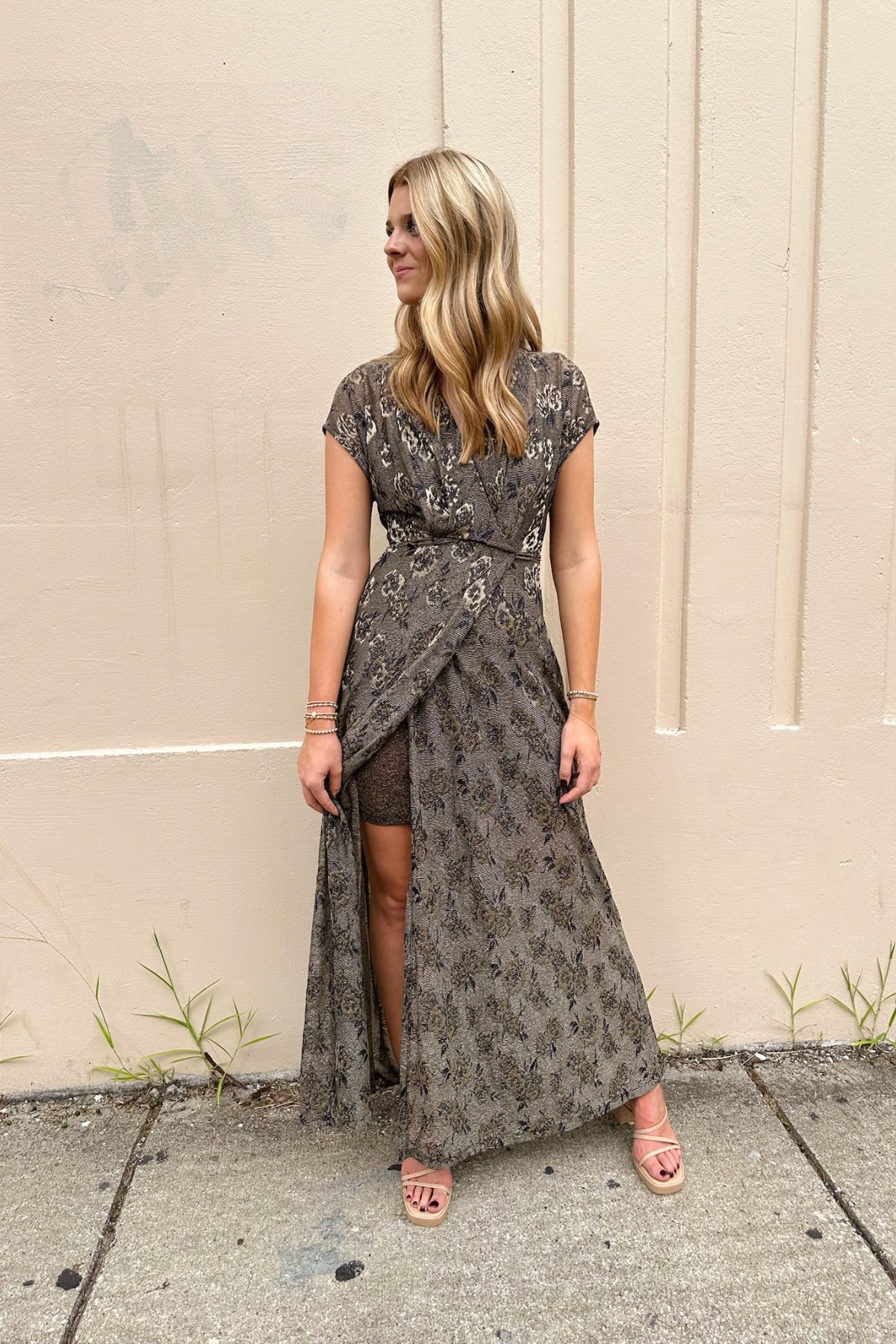 MOMONI | Heather Flocked Jacquard Dress