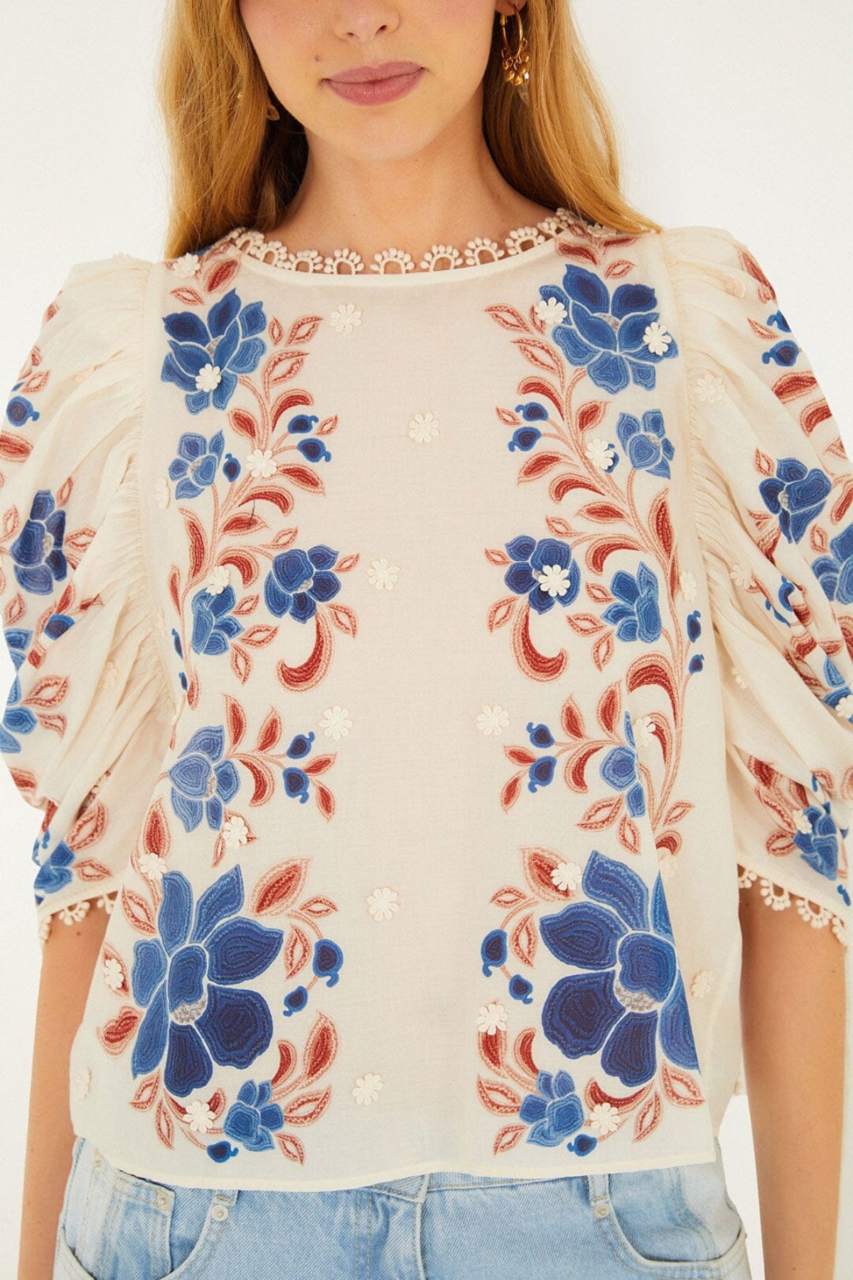 FARM RIO | RENATA FLORAL SAND BLOUSE