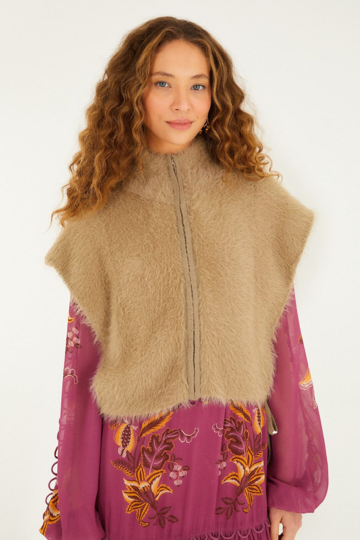 FARM RIO | FUZZY CARAMEL VEST