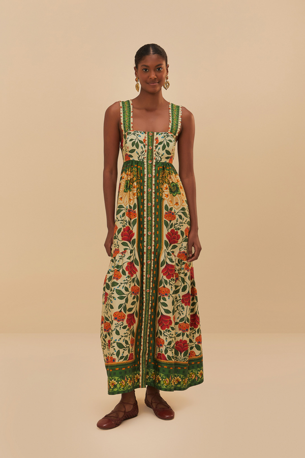 FARM RIO | GARDEN SAND MAXI DRESS